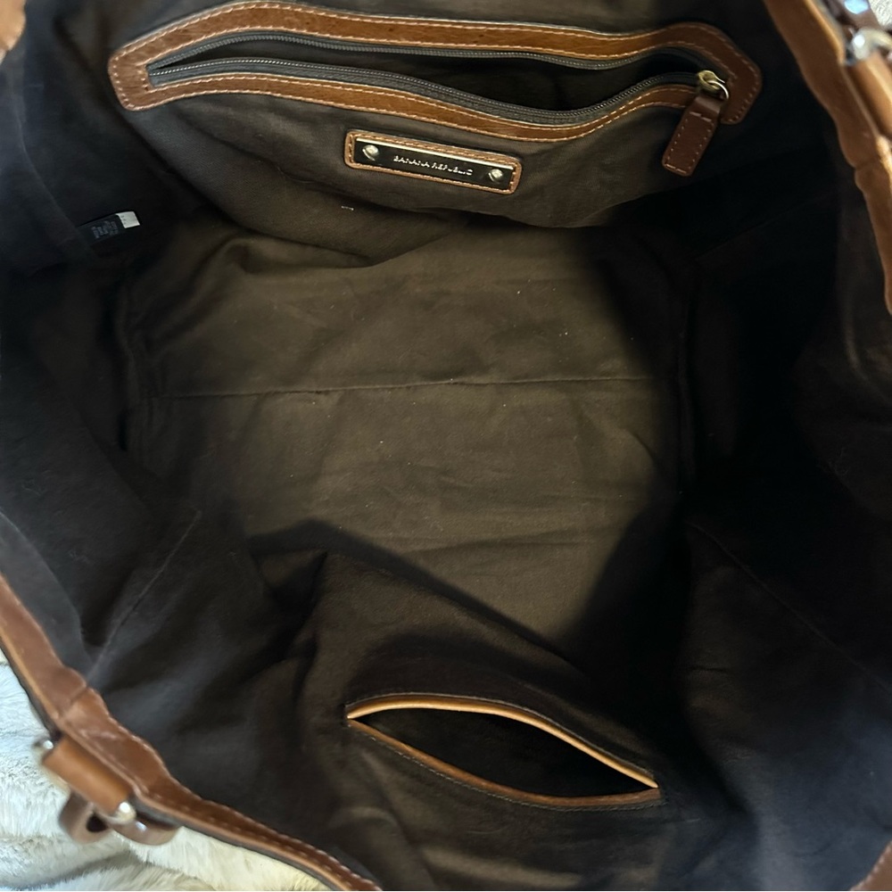 Vintage Banana Republic Jumbo Brown Leather Buckle & Chain Hobo Bag - Picture 10 of 15